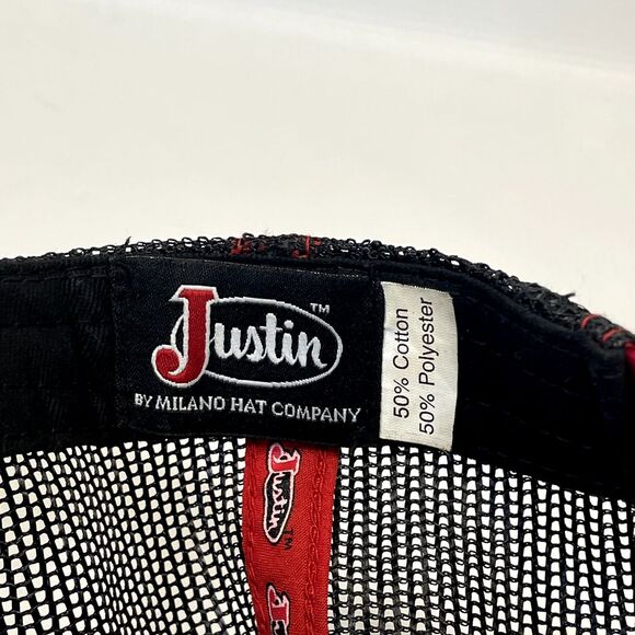 Justin Boots Hat Cap Trucker Mesh Snapback Breahtable Embroidered Gray Camo - Picture 8 of 9